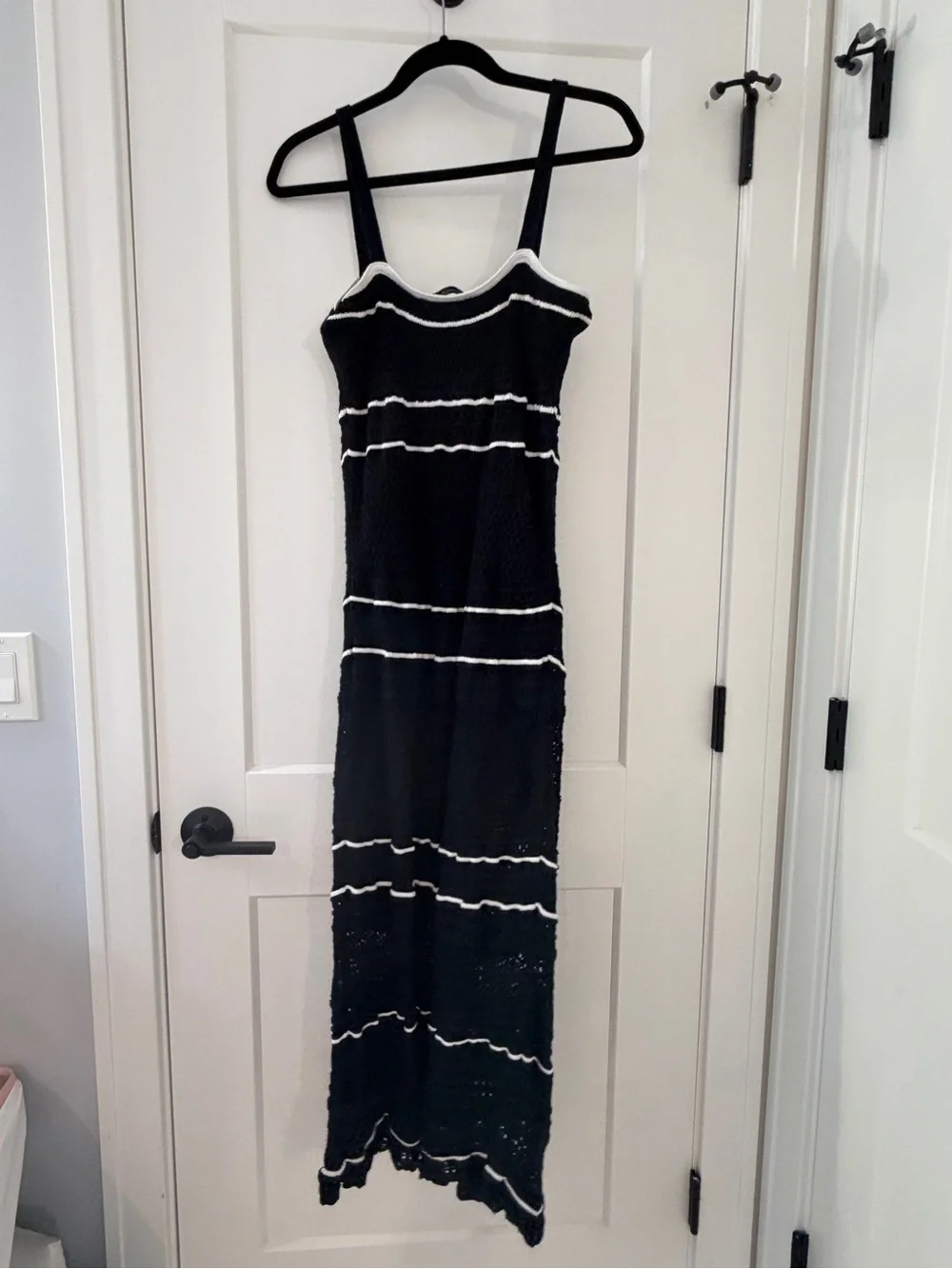 Abercrombie & Fitch crochet Black Maxi Dress with White Trim